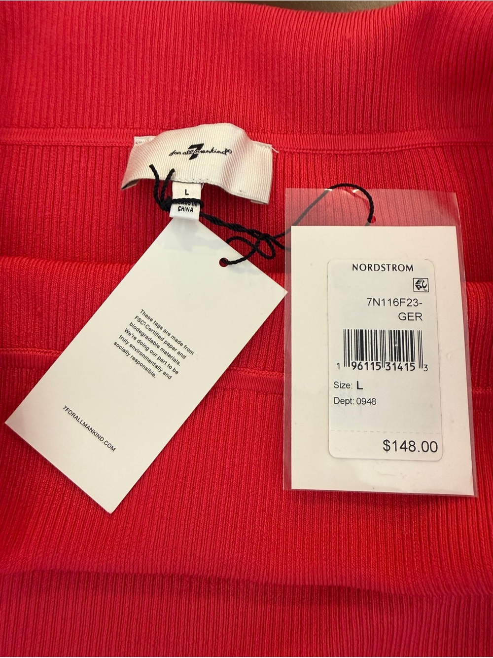 7 For All Mankind Off-the-Shoulder Ribbed Sweater - Picture 6 of 10